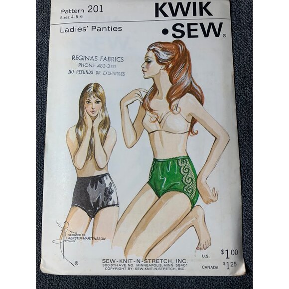 Kwik Sew Misses Panties Sewing Pattern sz 4 5 6 201 - uncut - Picture 7 of 9